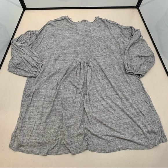 We The Free Top Adult Size XS Gray V-Neck Tie Oversized Linen Stretch Women - Picture 6 of 8